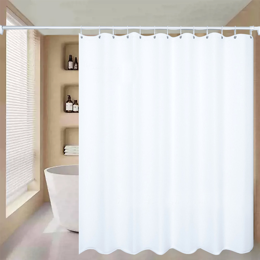 1.8m x 1.8m White Shower Curtain for Bathroom Mildew Resistant with Installation Hooks