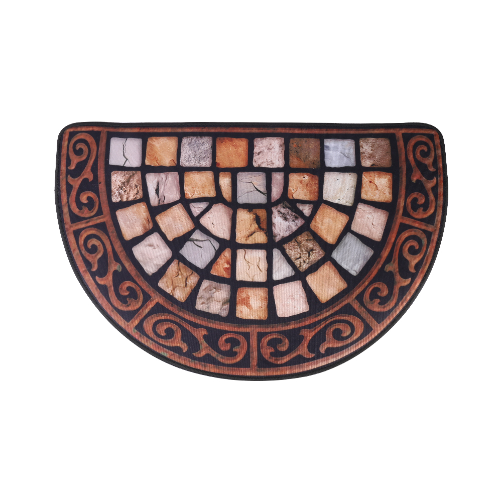 Half-Moon Door Mat Slate Design with Anti-Slip Rubber Base