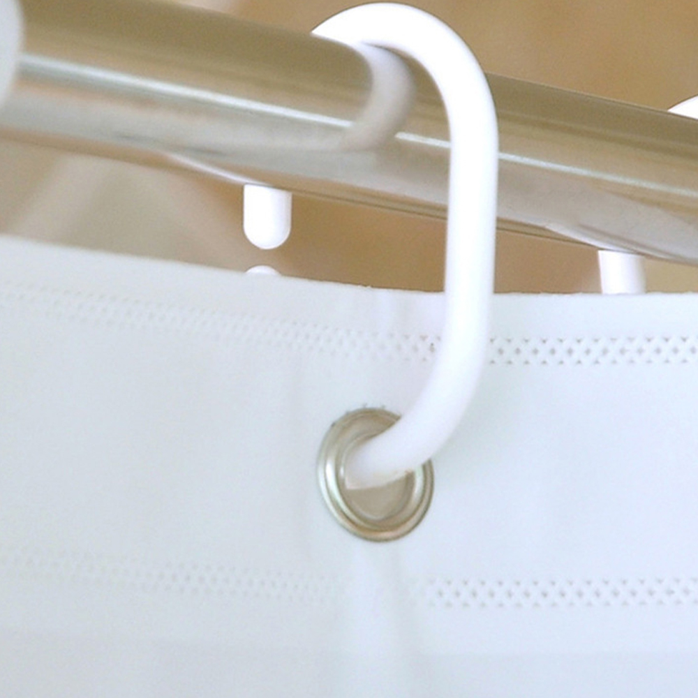 1.8m x 1.8m White Shower Curtain for Bathroom Mildew Resistant with Installation Hooks