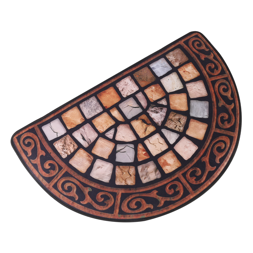 Half-Moon Door Mat Slate Design with Anti-Slip Rubber Base