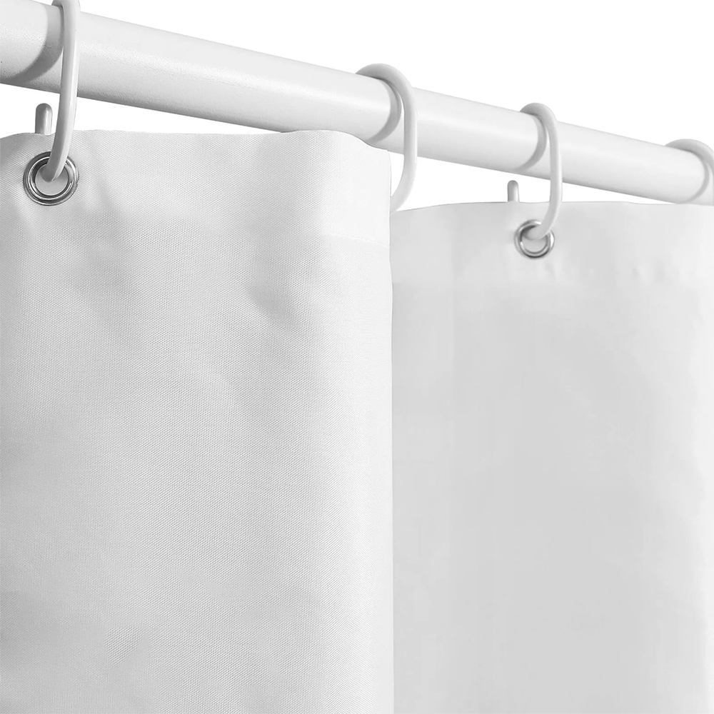 1.8m x 1.8m White Shower Curtain for Bathroom Mildew Resistant with Installation Hooks