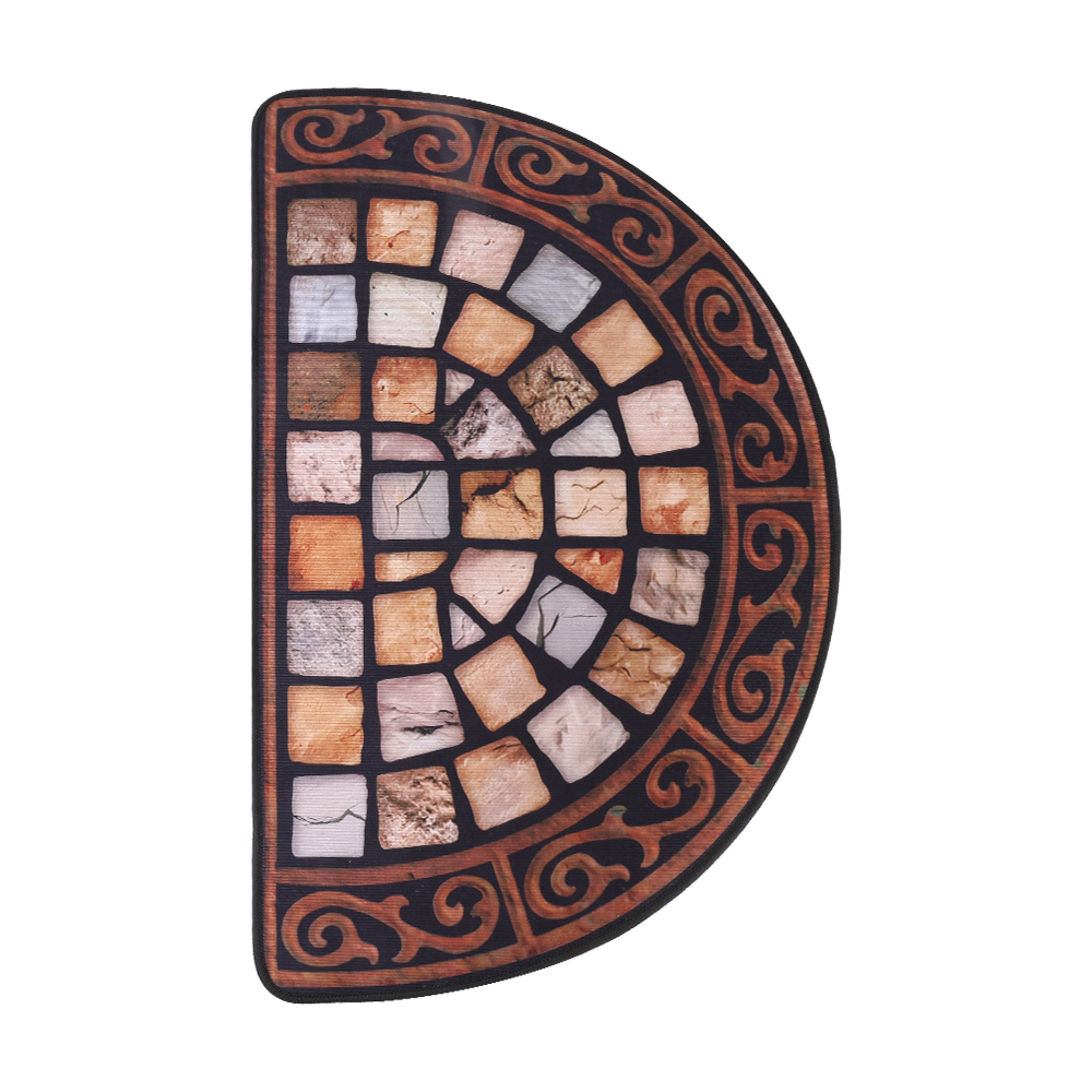 Half-Moon Door Mat Slate Design with Anti-Slip Rubber Base