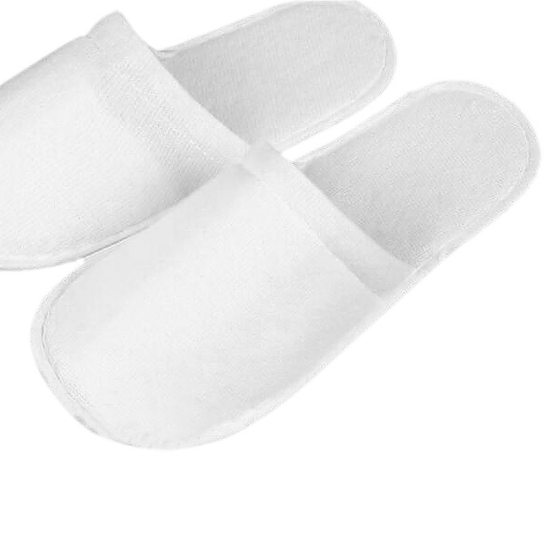 10 Pairs Slippers White Closed-Toe Spa Slippers Soft Towelling Hotel Guest Slippers