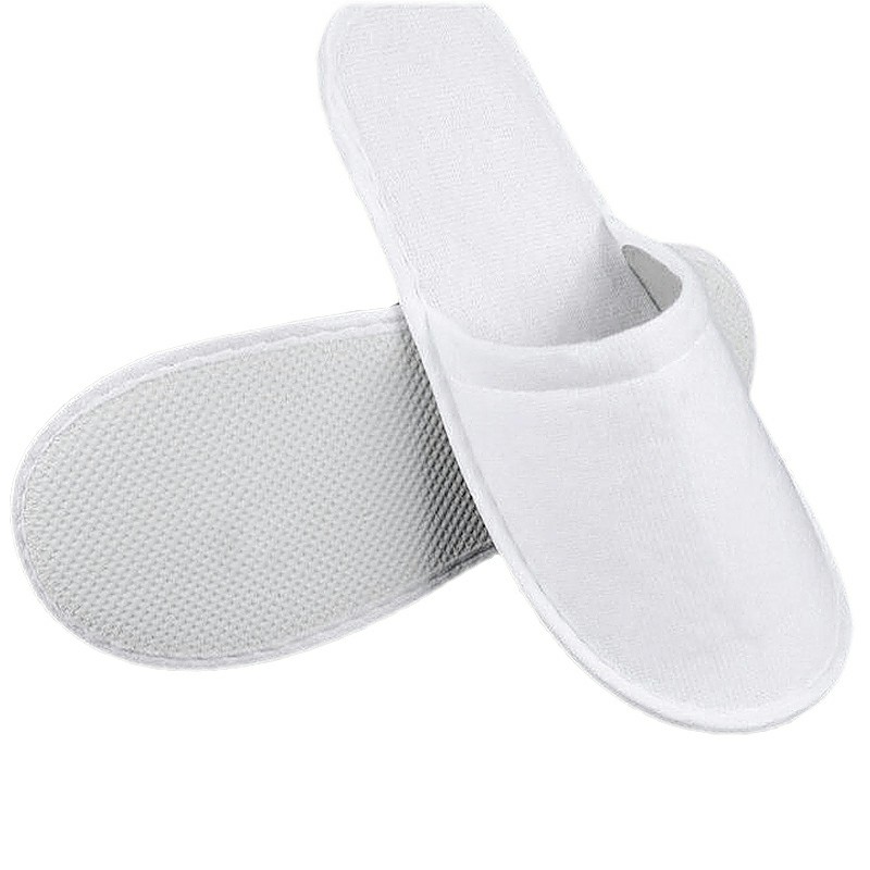 10 Pairs Slippers White Closed-Toe Spa Slippers Soft Towelling Hotel Guest Slippers