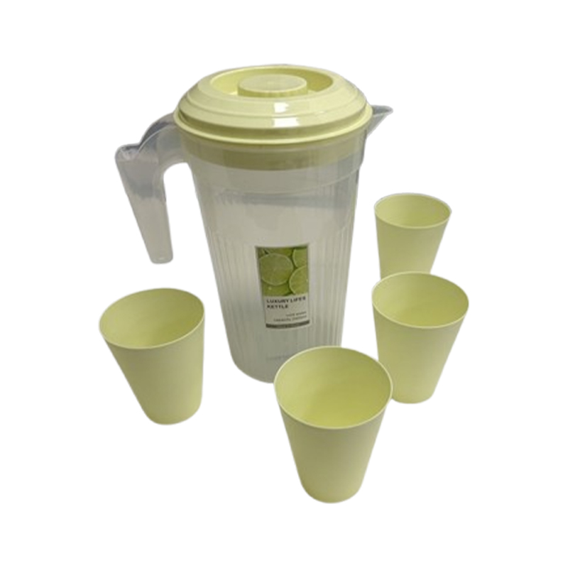 2400ml Transparent Plastic Jug with Cup Water Juice Pitcher Gift Random Colour