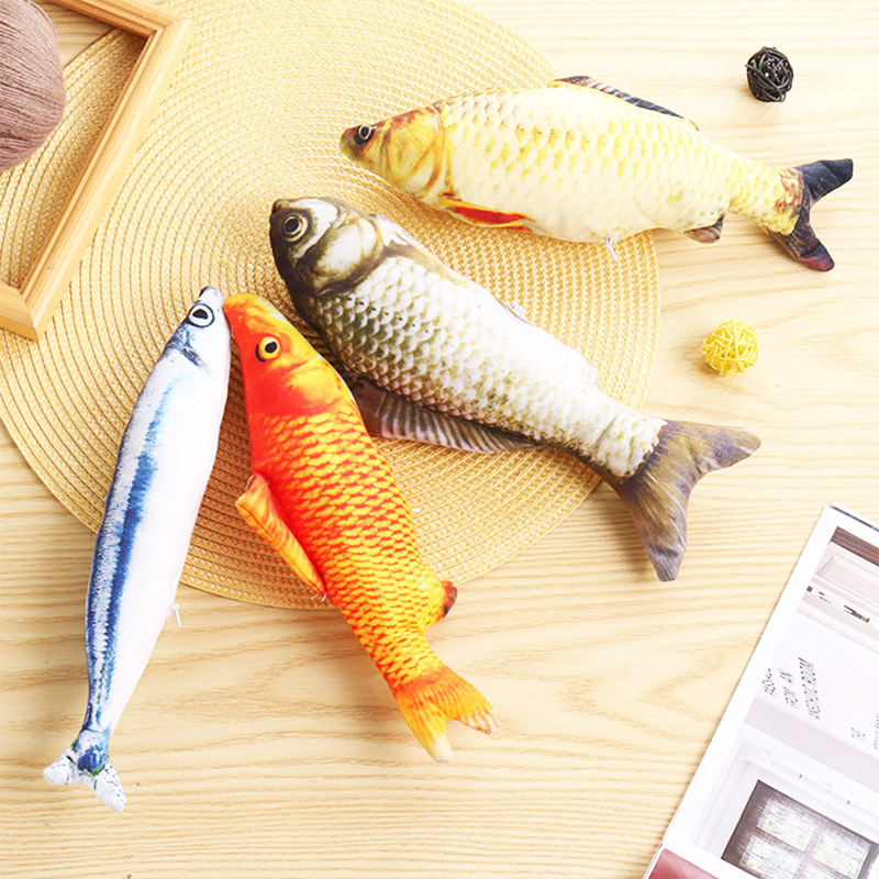 18cm Plush Cat Toy Assorted Stuffed Fish Designs Random Colour Sent