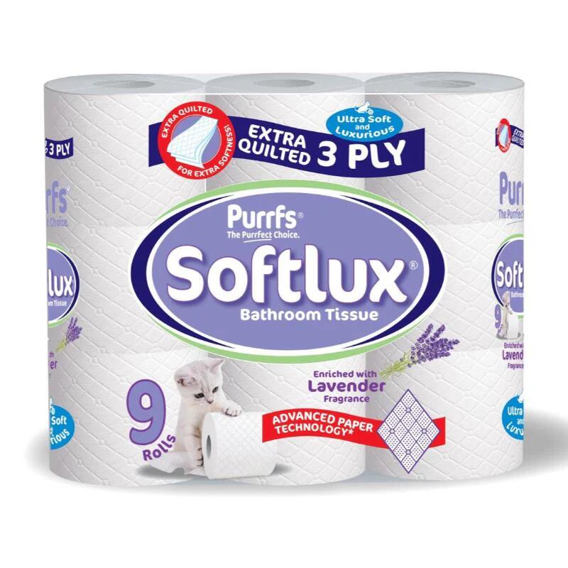 Soft 45 Rolls Softlux 3Ply Toilet Rolls Tissue Quilted 2 Flavor Random Sent