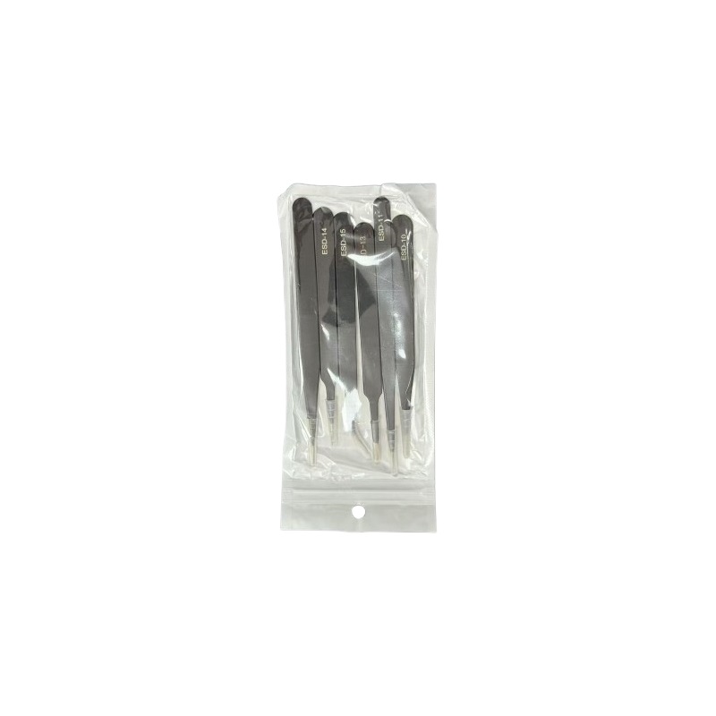 Professional Tweezers Set Coated Precision Steel Non Magnetic-6 Pieces