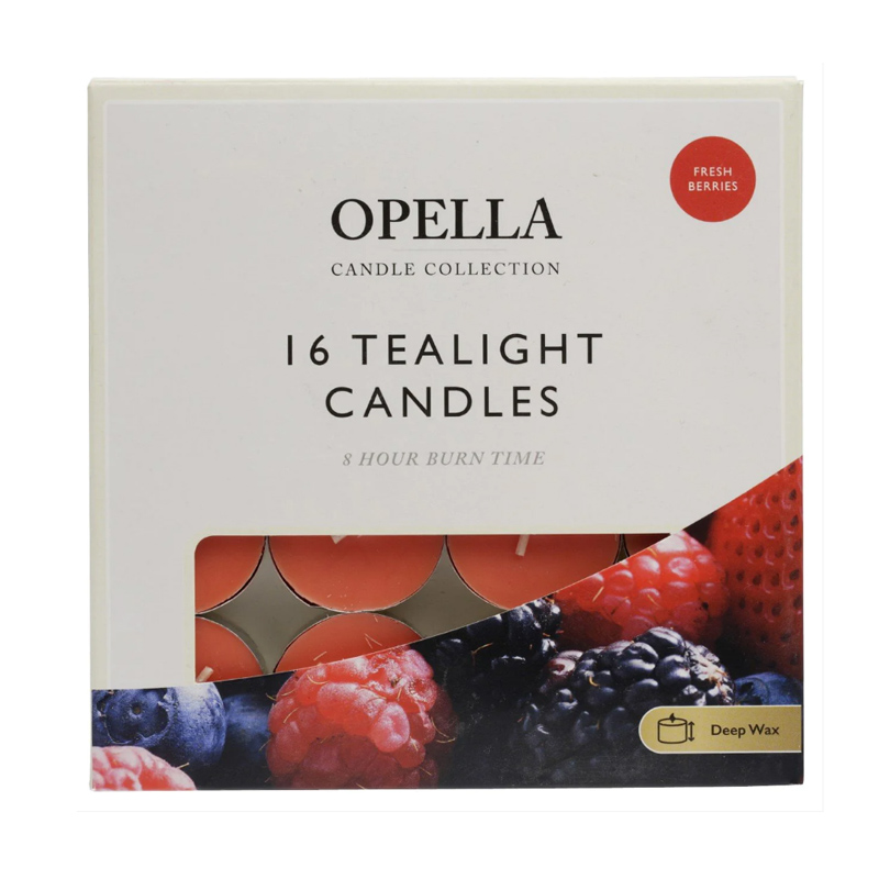 16 Pack Long Lasting Tealights 8 Hour Burn Time Gifts Fresh Berries