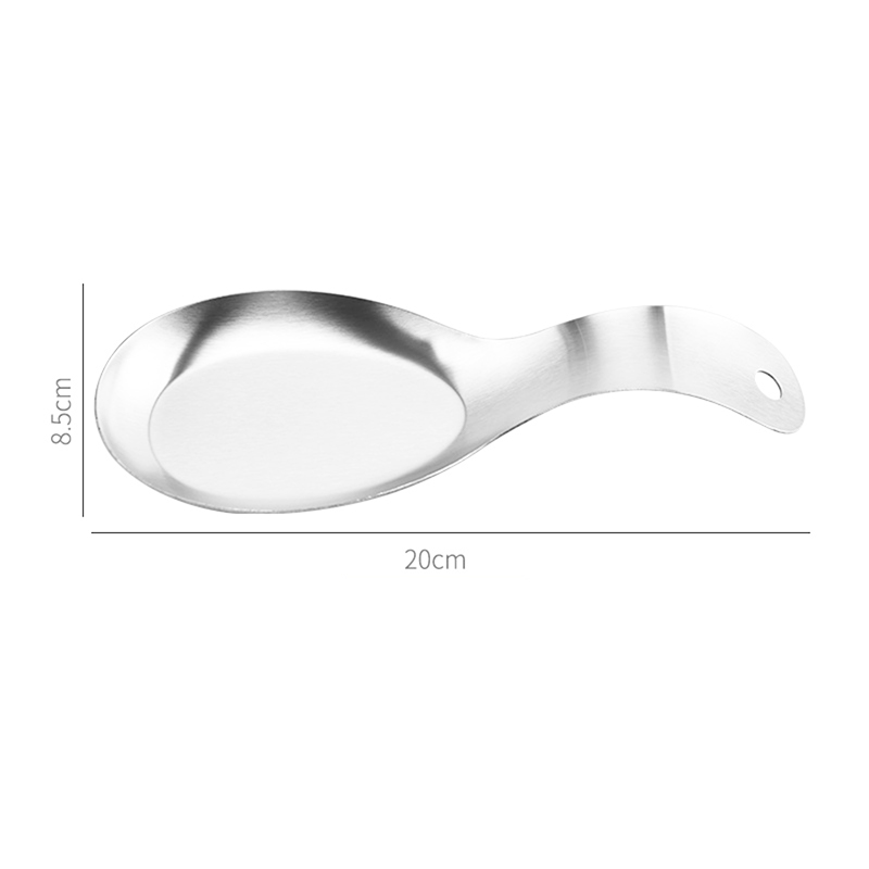 Silver Metal Flat Spoon Rest Counter Cooking Utensils Rest 20 x 8.5 cm