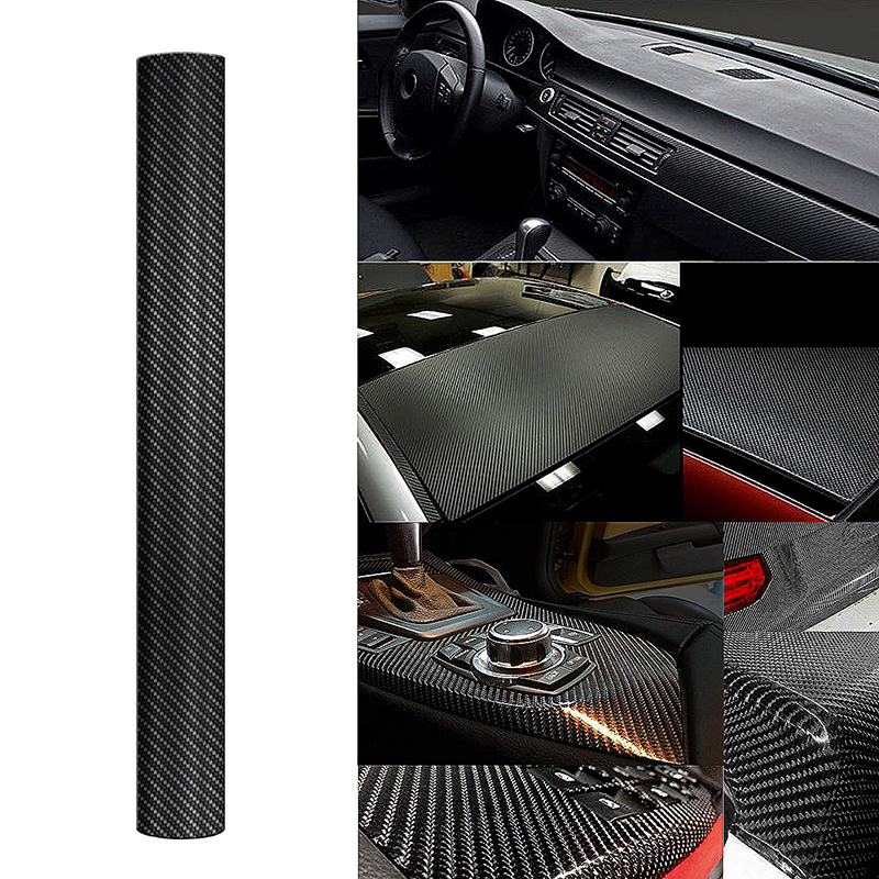 Black 3D Carbon Fiber Vinyl Film Wrap Sheet Car Decal DIY Sticker