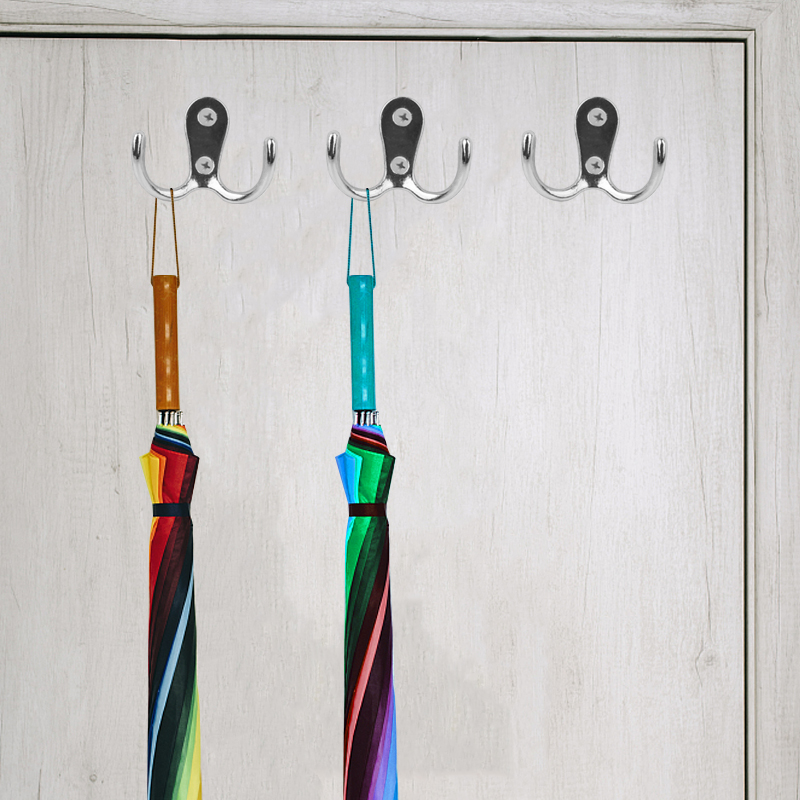 10PCS Heavy Duty Double Metal Coat Hooks Door Wall Hangers with Mounting Screws Black