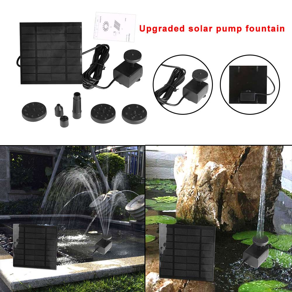 Water Feature Plants Pump Solar Panel Powered Aquarium Fountain