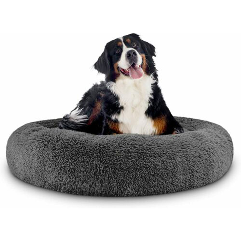 70cm Cat Pad without Zippers Puppy Calming Plush Cushion Round Pet Bed Dark Grey