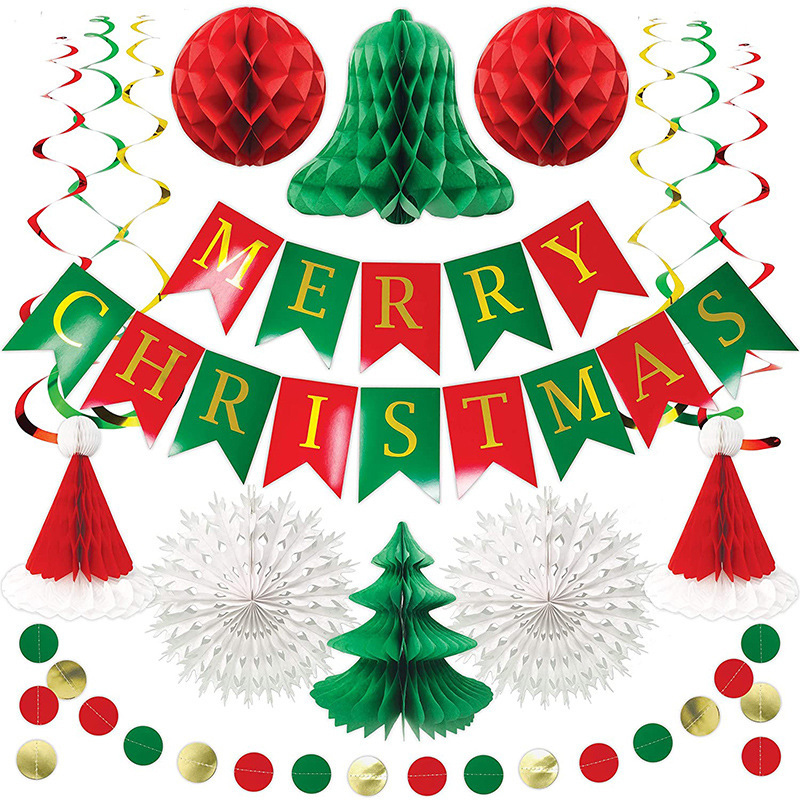 Reusable Premium Christmas Decoration Indoor Garland Honeycomb Balls Banner Gifts