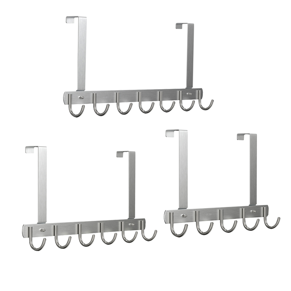 7PCS The Door Hooks Long Over Stainless Steel Towel Rack Hooks