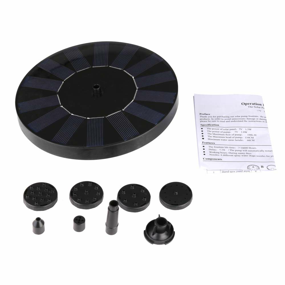 Solar Water Fountain Floating Pump Birdbath Home Pool Garden Decor Outdoor