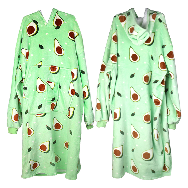 Sofa Fleece Blanket Oversized Soft Hoodie Blanket with Big Pocket