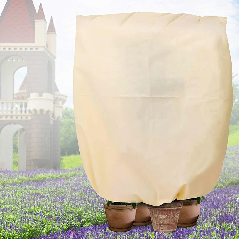 Beige Winter Fleece Warming Cover Frost Plant Jacket 1.2x1.8m 60gsm