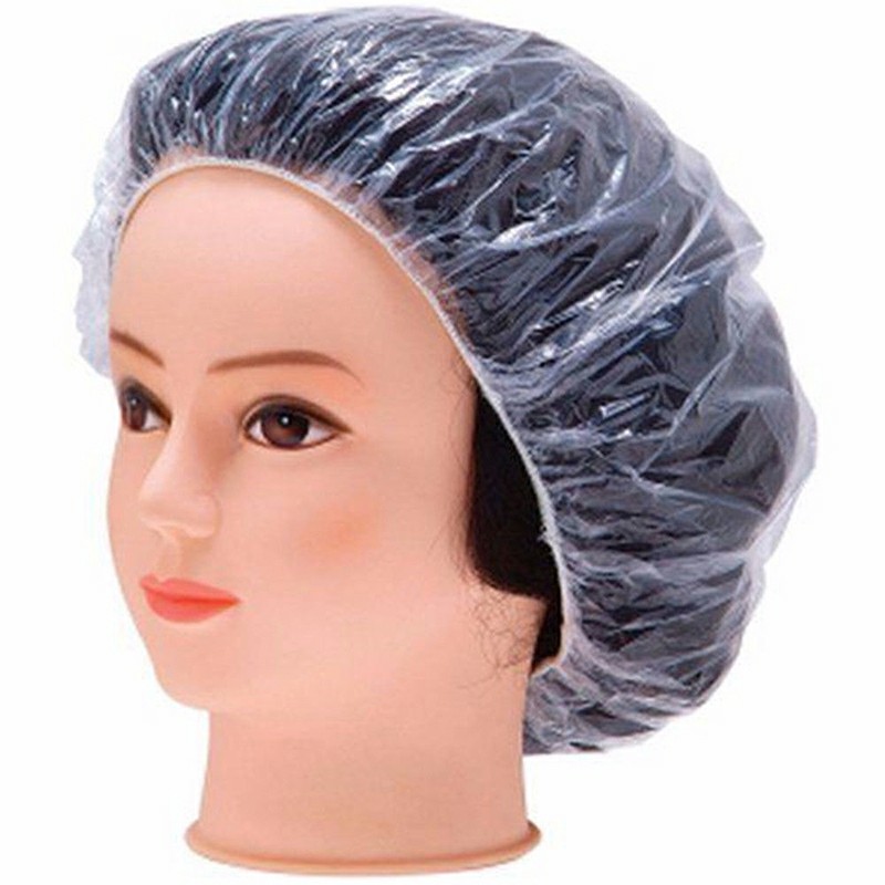 Disposable Shower Cap Elastic Clear Bathing Hair Care Protector Hat Useful Transparent