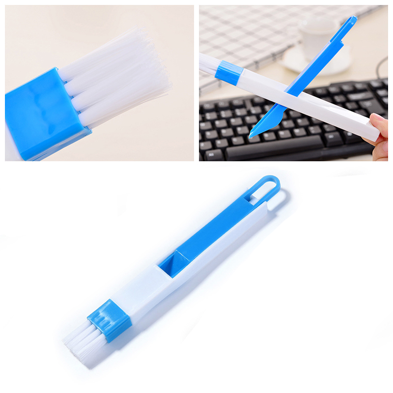 Small Dustpan Brush Cleaning Brush Clean for Sliding Door Vents Keyboard Blue