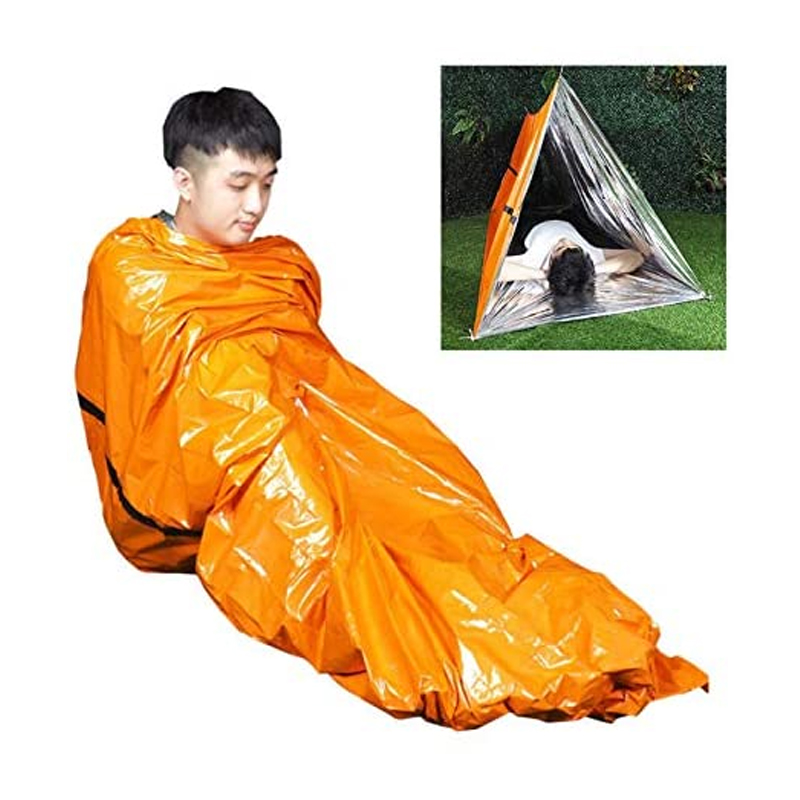 PE Cold and Heat Insulation Emergency Sleeping Bag for Climbing and Camping Orange