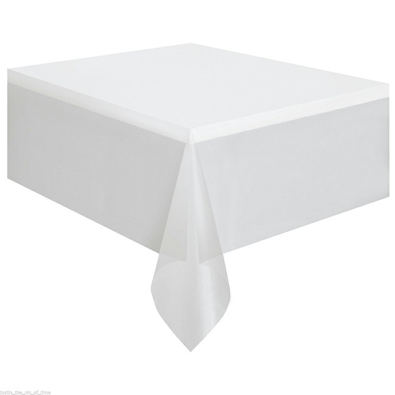 Disposable Waterproof Table Cloth Plastic Rectangle Tablecover Covers for Party White