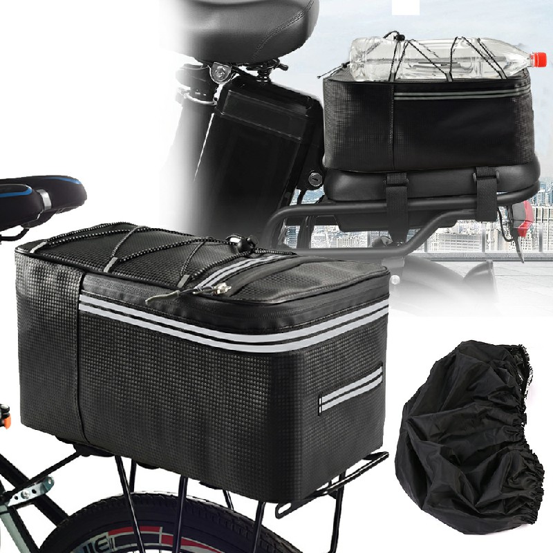 Cycling Bike Pannier Bicycle Rear Seat Bag Reflective Rack Pack with Rain cover