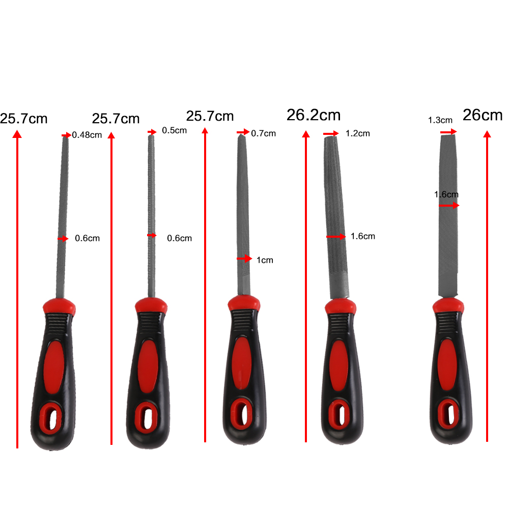 5 Pcs Metal Hand File Set for Precision Crafting Woodworking Included Square Flat Round Half-Round Triangular Steel Files