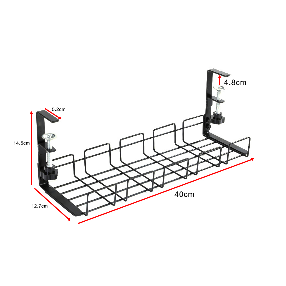 No Drill Under Desk Cable Tray Rack Organizer Useful Wire Cord Storage Organizer