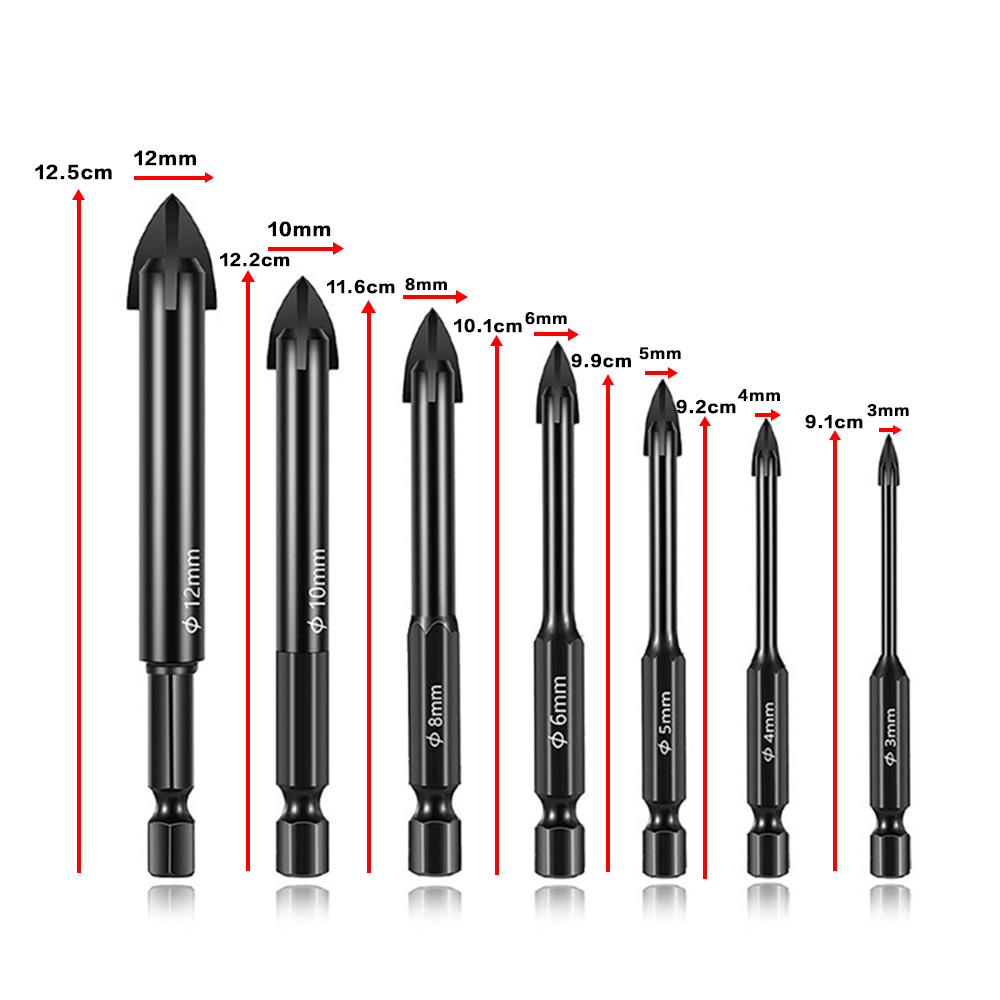 Dry Diamond Drill Bits Set 7 Pack for Granite Marble Ceramic Tile