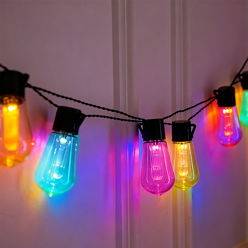 10pcs 2.25m Garden Bulb String Lights Multicolour LED