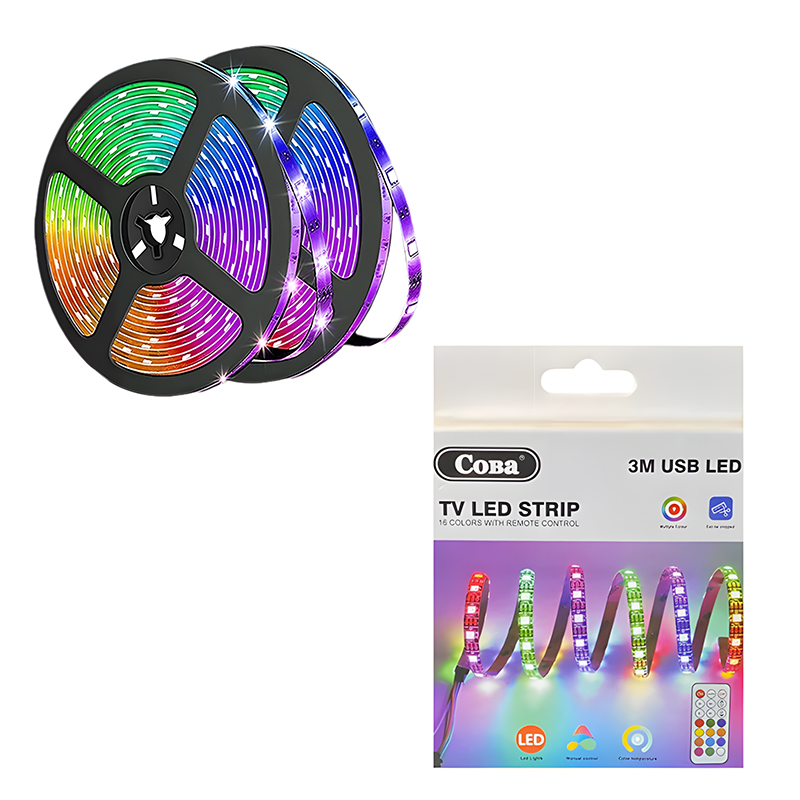 3m Multicolour TV USB LED Strip Adhesive with Remote