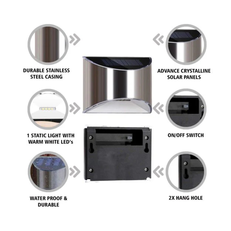 2pcs Garden Wall Light Solar Powered Wall Light 10 x 8 x 5 cm