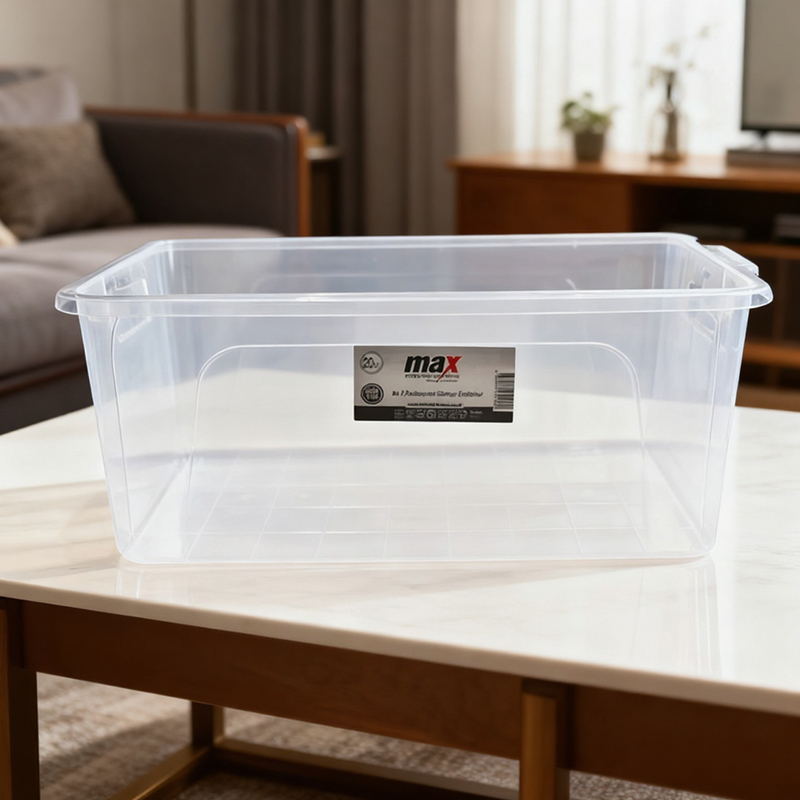 20L Clear Plastic Rectangle Storage Box with Lid Gifts 47 x 30 x 20 cm