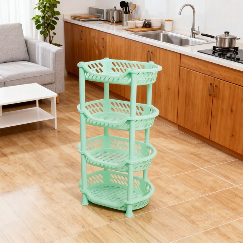 4 Tier Fruit Baskets Plastic Vegetable Rack Set Holder Random Colours