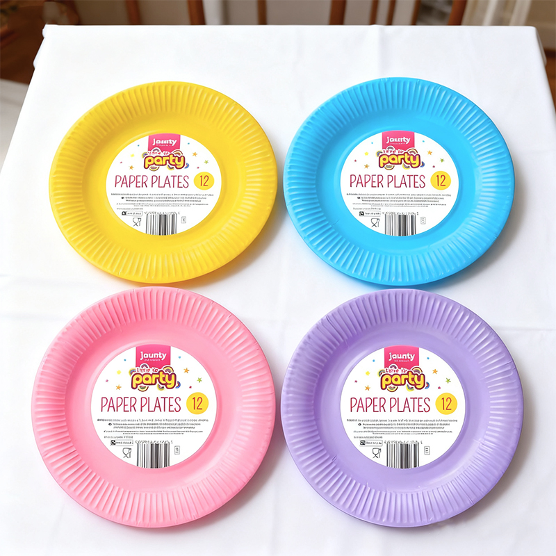 12PCS Disposable Jaunty Party Paper Plates 9 Inch Random Colours