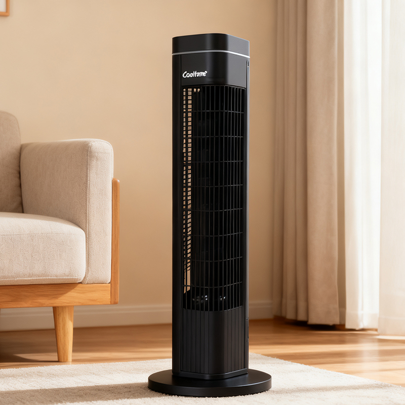 Black 3 Speed Fan Air Cooling Free Standing Tower Fan Quiet Fan 29 Inch
