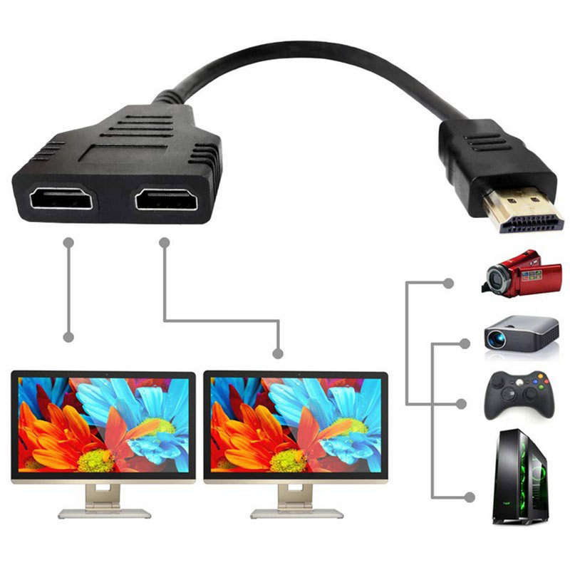 1080P HDMI Splitter Cable Adapter 1 Male to 2 Female HDMI Port Converter Useful Tool