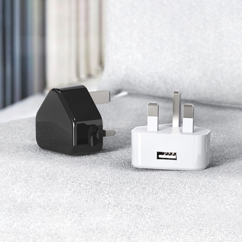 White UKCA UK Plug USB Charger Adapter for iPhone Samsung 5V 1A 1000MA
