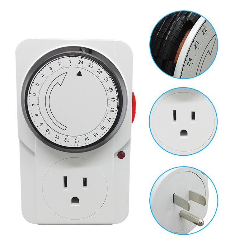 Timer Switch Time Clock Socket 24 Hour Mains Plug In UK 3 Pin Adapter