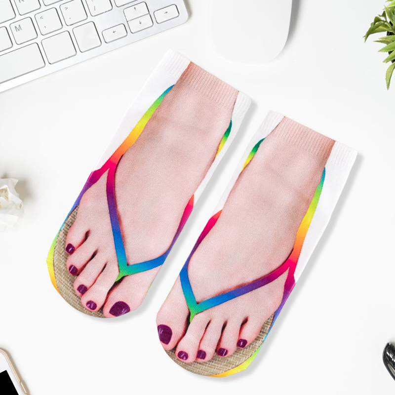 Socks Colored 3D Pattern Novelty Show Off Socks Flip Flop Socks Funny Sock 1 Pair