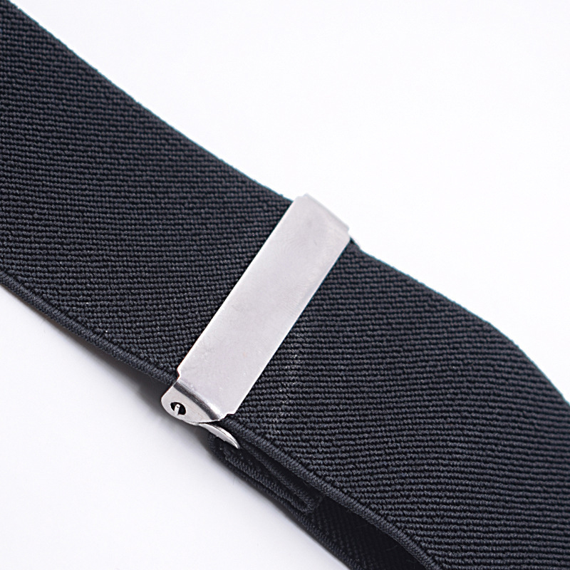 X Shape Elastic Trouser Braces Suspender Adjustable with Clip Black 50mm Wide