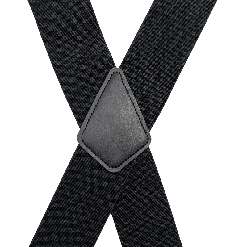 X Shape Elastic Trouser Braces Suspender Adjustable with Clip Black 50mm Wide