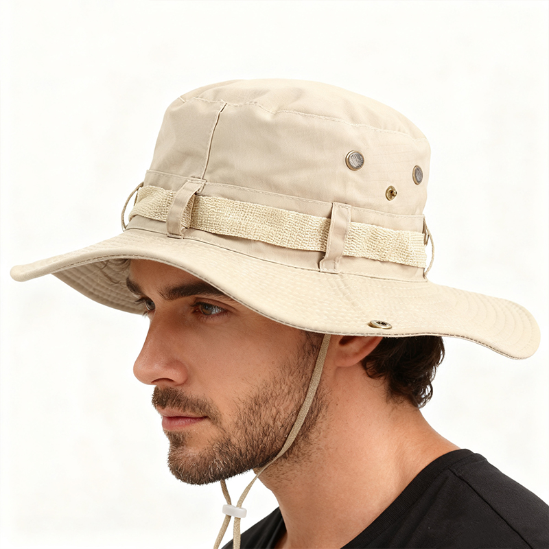 Boonie Sun Hat Safari Bush Summer Fishing Hat Bucket Cargo - Beige