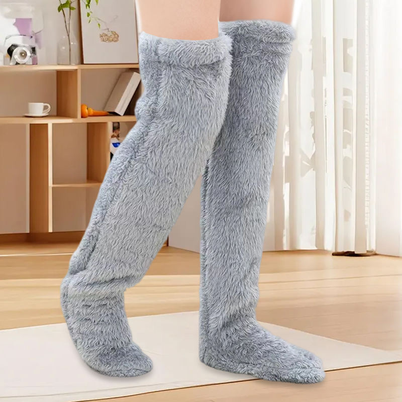 Women Winter Socks Soft Fluffy Sock Slipper Plush Socks Fuzzy Grey