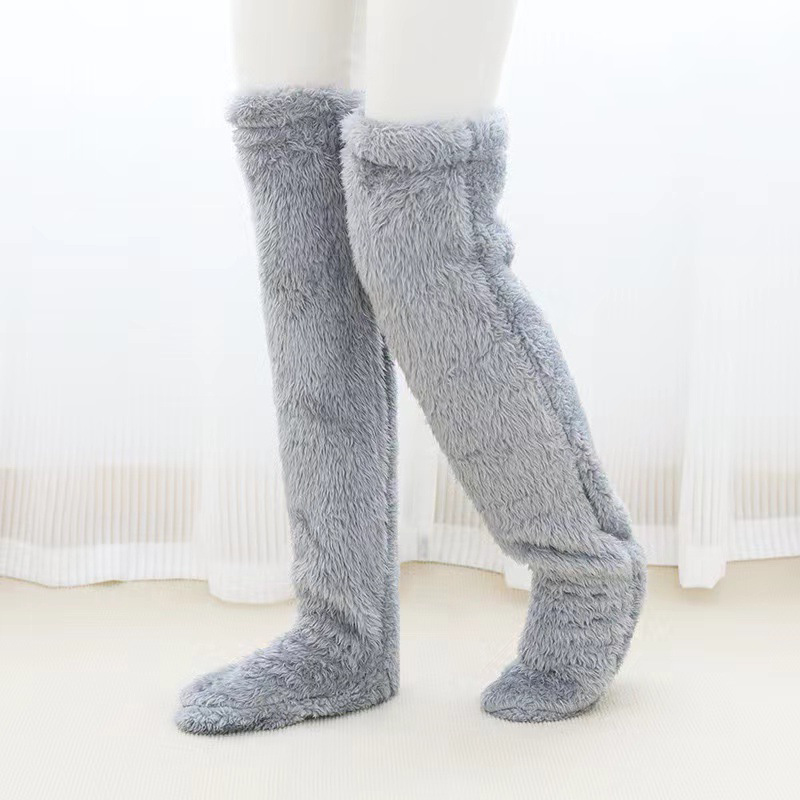 Women Winter Socks Soft Fluffy Sock Slipper Plush Socks Fuzzy Grey