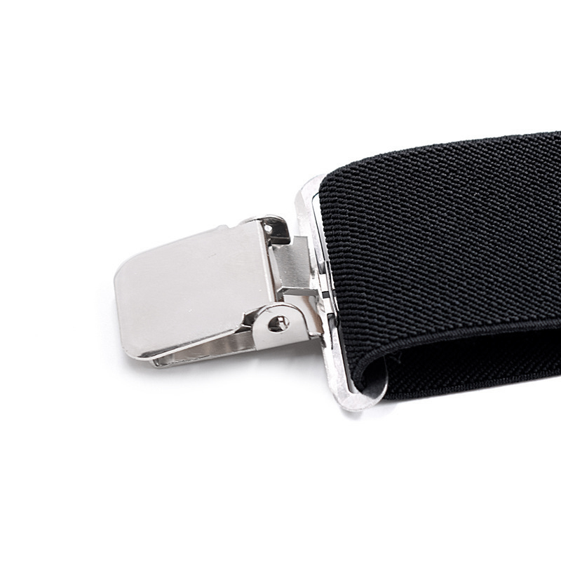 X Shape Elastic Trouser Braces Suspender Adjustable with Clip Black 50mm Wide
