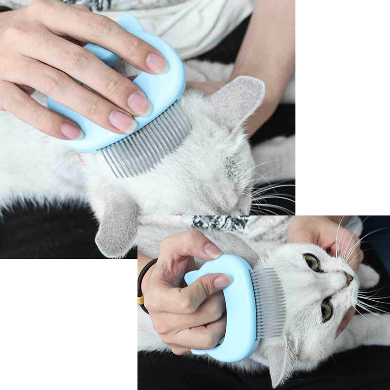 9 x 9cm Cat-Shaped Pet Grooming Brush Random Colour
