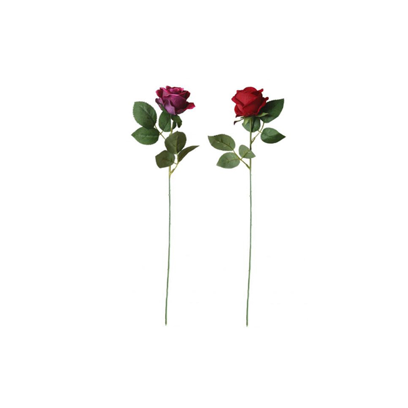 Plastic Realistic Artificial Fake Roses Flowers Single Stem Velvet Petals 50 cm Random Colour